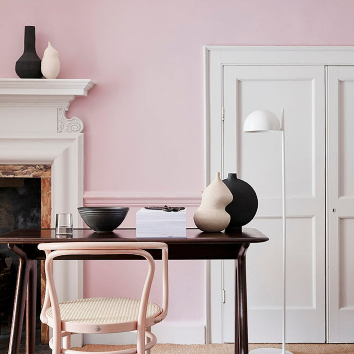 Little Greene Pink Slip No. 220 is a delicate neutral pink paint colour. Pink living room paint colour. Buy Little Greene paint online.