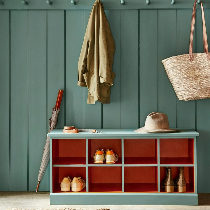 Little Greene Heat No. 24 is a strong red orange paint colour. Boot room paint colour. Buy Little Greene paint online.