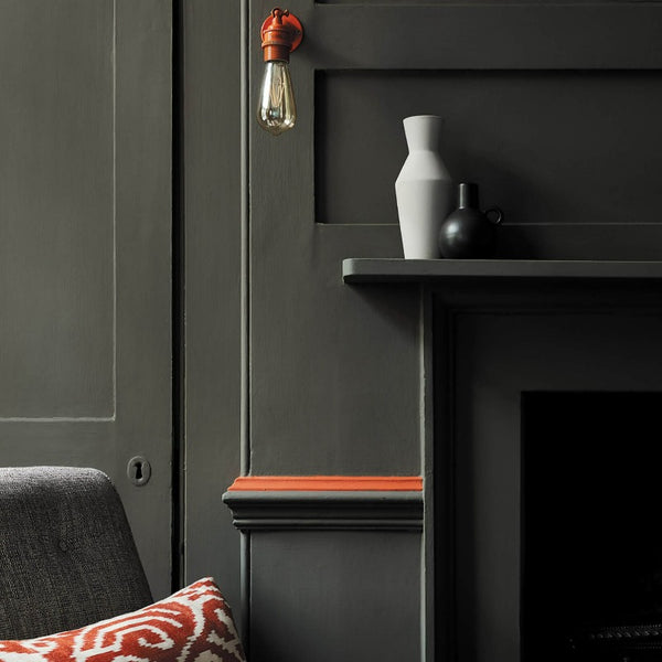 Pompeian Ash No. 293 Living Room Colour. Little Greene Pompeian Ash No. 293 is a dark grey-green paint colour. Order Little Greene Pompeian Ash online in Ireland.