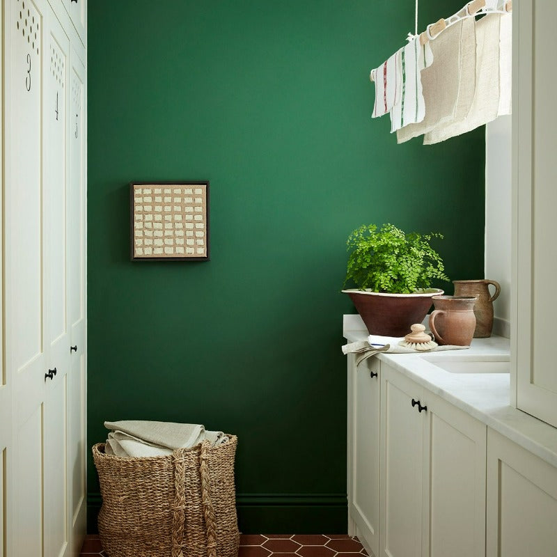 Little Greene Dark Brunswick Green No. 88 is a dark green paint colour. Green pantry paint colour. Buy Little Greene paint online.