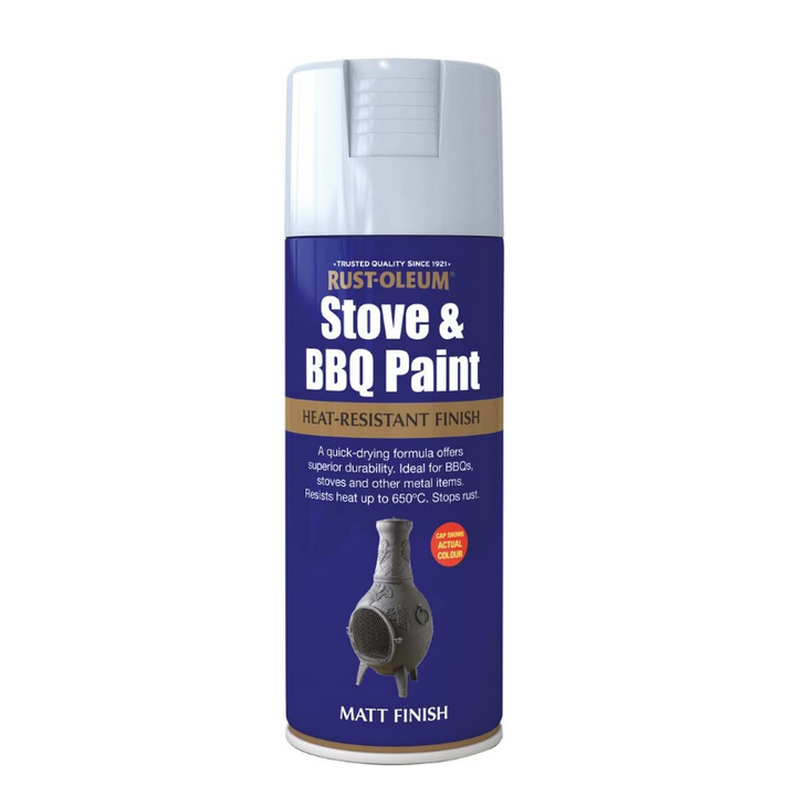 Rust-Oleum Silver Heat Resistant Spray Paint - Matt for BBQs, Stoves and Chimeneas. Buy silver spray paint online. 
