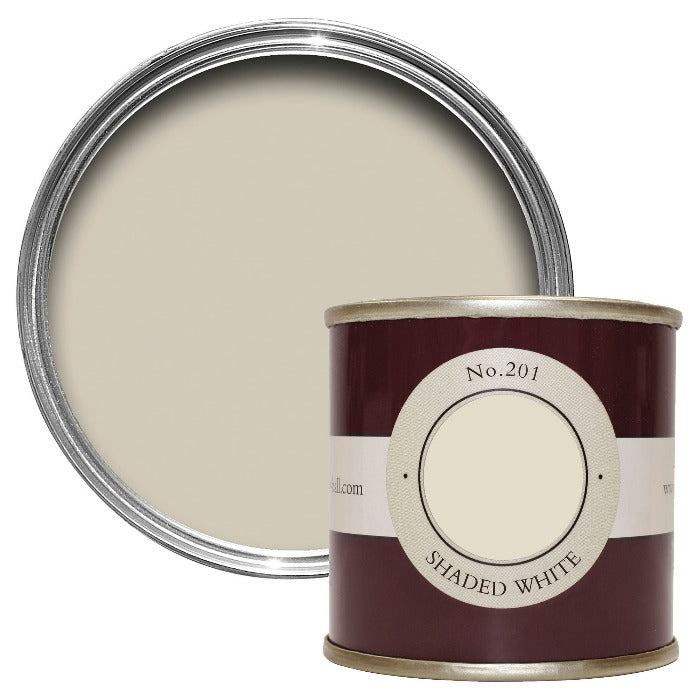 Shaded White No. 201 Farrow & Ball Paint Colour - Sample Pot Estate Emulsion Tester - Paint Online Ireland