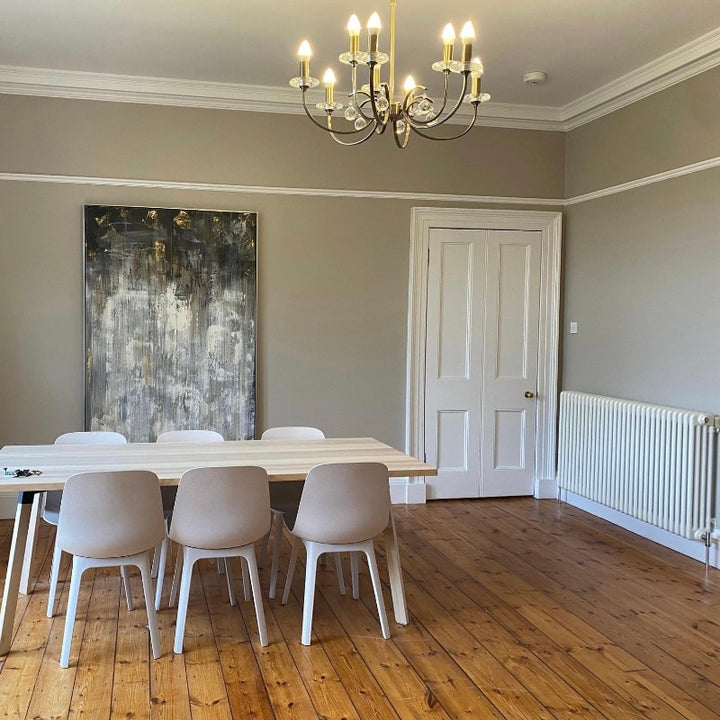 Elephant's Breath by Farrow & Ball. Living room walls painted in Farrow and Ball. Order Farrow & Ball online in Ireland from Paint Online. 