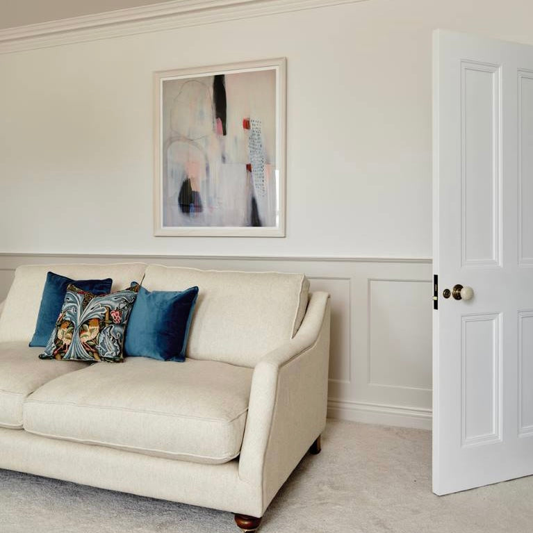 Dulux Heritage Pale Walnut on panelling and Roman White on walls. Buy Dulux Heritage paint online. 