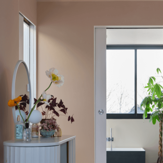 Templeton Pink No. 303 from Farrow & Ball is a lovely pink paint colour. One of Farrow & Ball's new colours. Pink bedroom paint colour.