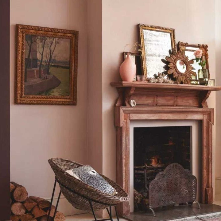 Little Greene China Clay Deep No. 177. Pink living room paint colour. Buy Little Greene paint online.