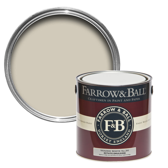 Shaded White No. 201 Farrow & Ball Paint Colour - 2.5L Estate Emulsion - Paint Online Ireland
