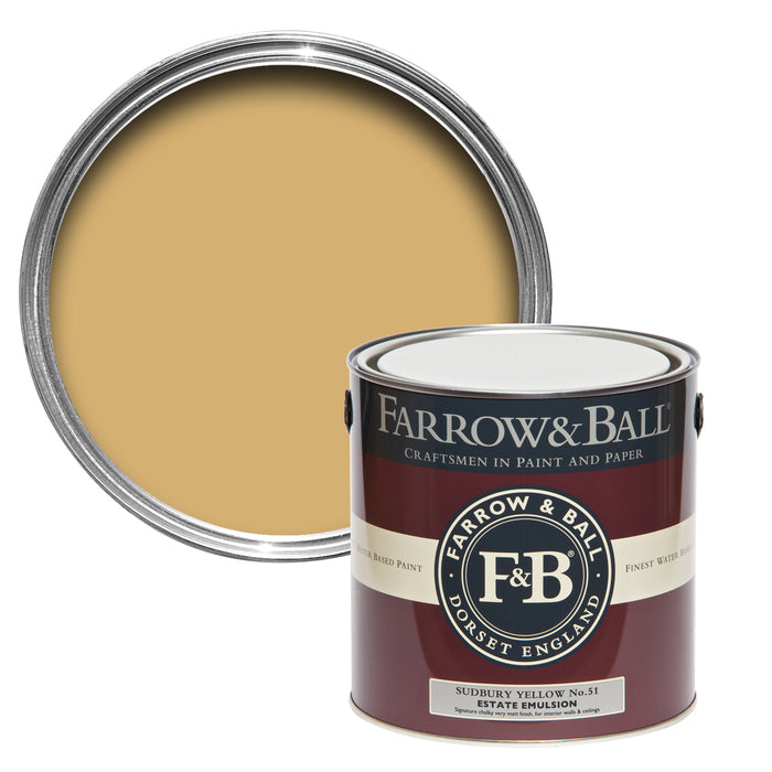 Sudbury Yellow No. 51 Farrow & Ball Paint Colour - 2.5L Estate Emulsion - Paint Online Ireland