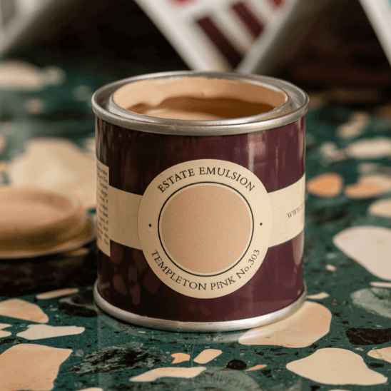 Templeton Pink No. 303 from Farrow & Ball is a lovely pink paint colour. One of Farrow & Ball's new colours. Templeton Pink 100ml sample pot tester.