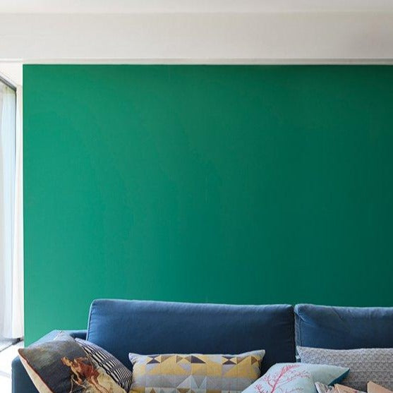 Verdigris Green Farrow & Ball living room paint colour from Paint Online